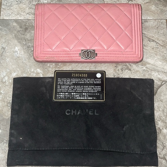 CHANEL boy pink flap long wallet lambskin quilted dust bag included - Picture 1 of 16